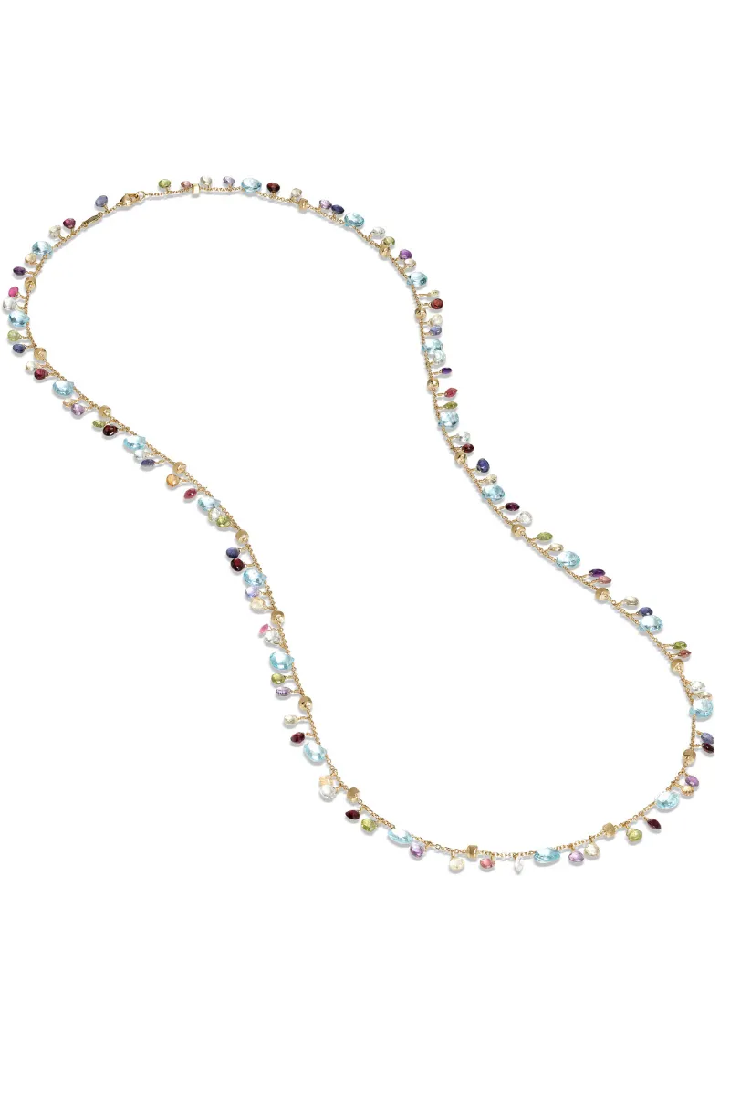 Marco Bicego Paradise 18K Yellow Gold Blue Topaz and Mixed Gemstone Long Necklace