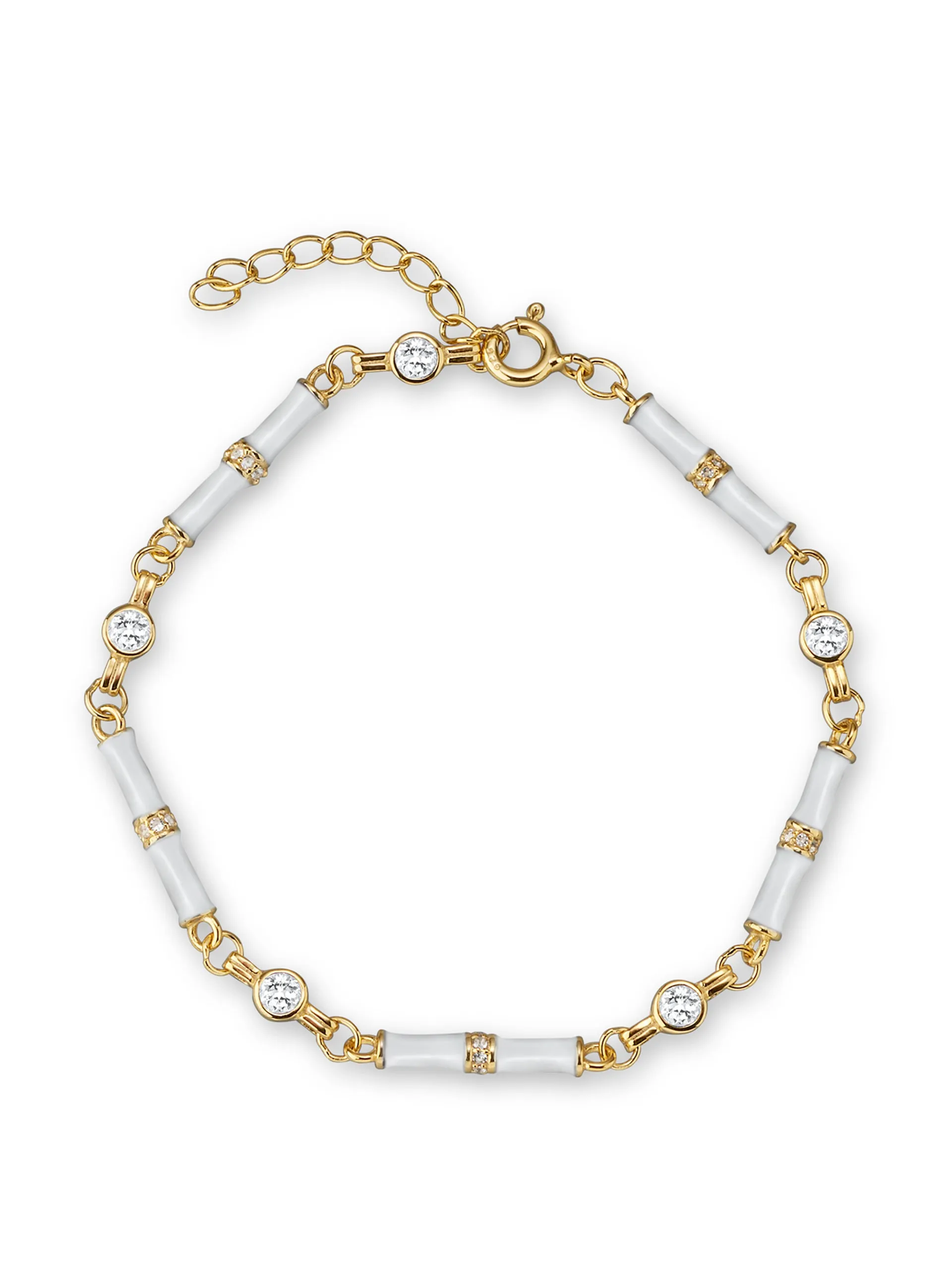 Marlowe white enamel bracelet with white topaz