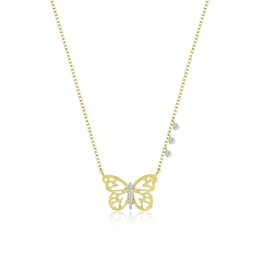 Meira T Gold and Diamond Butterfly Necklace