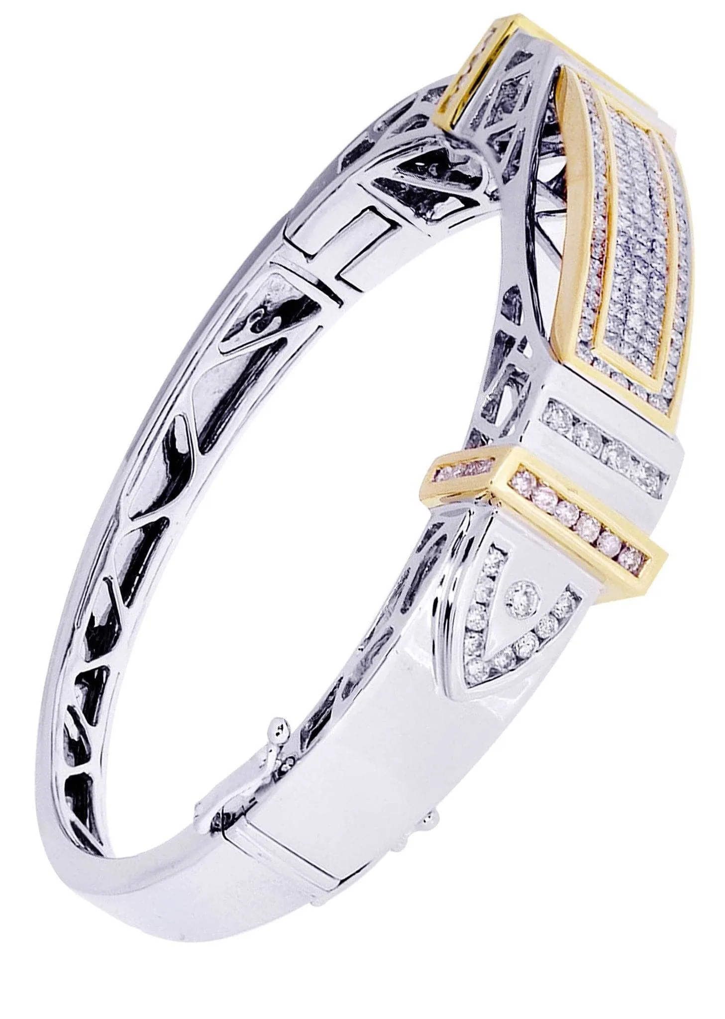 Mens Diamond Bangle White Gold| 3.55 Carats| 55.83 Grams