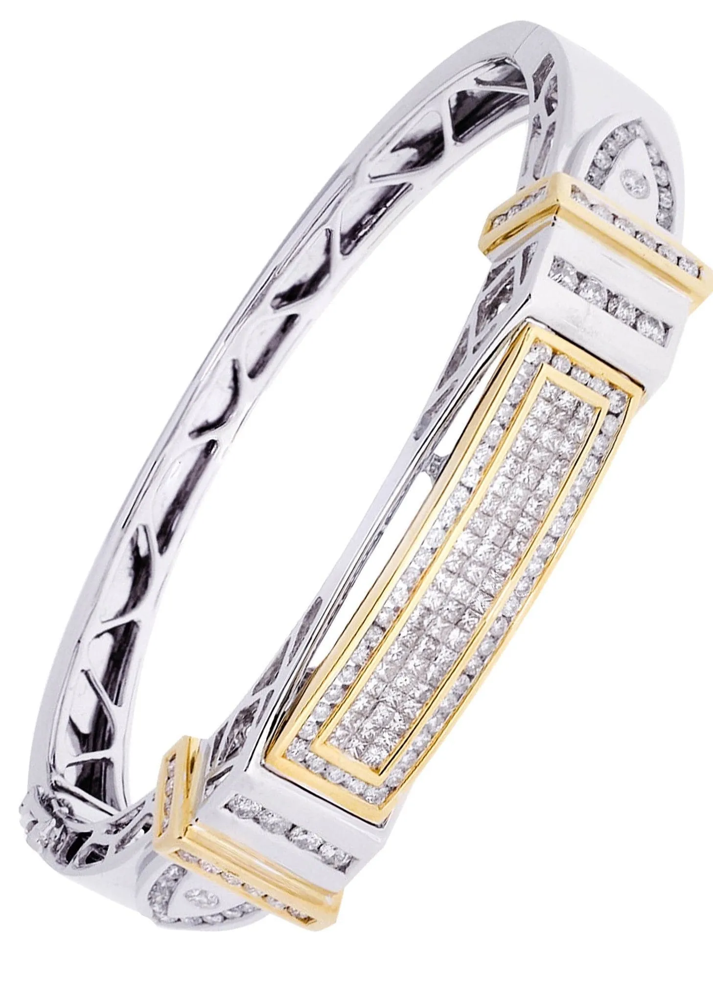 Mens Diamond Bangle White Gold| 3.55 Carats| 55.83 Grams