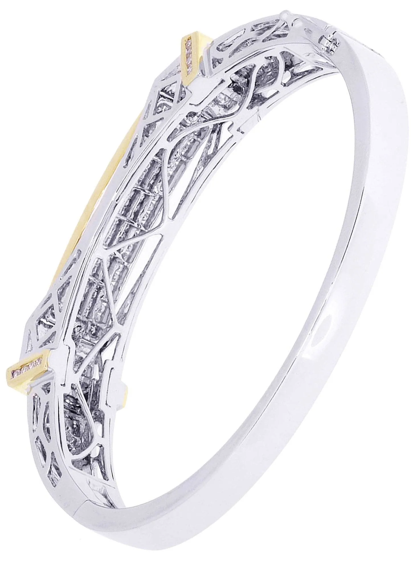 Mens Diamond Bangle White Gold| 3.55 Carats| 55.83 Grams