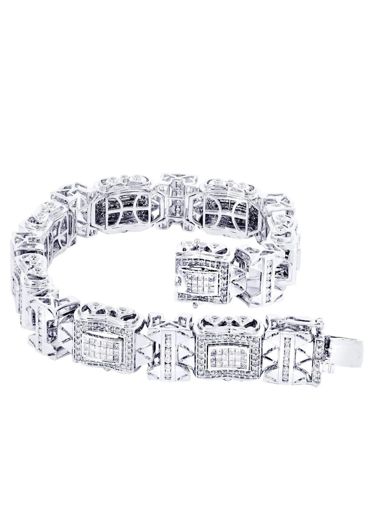 Mens Diamond Bracelet White Gold| 5.18 Carats| 56.08 Grams