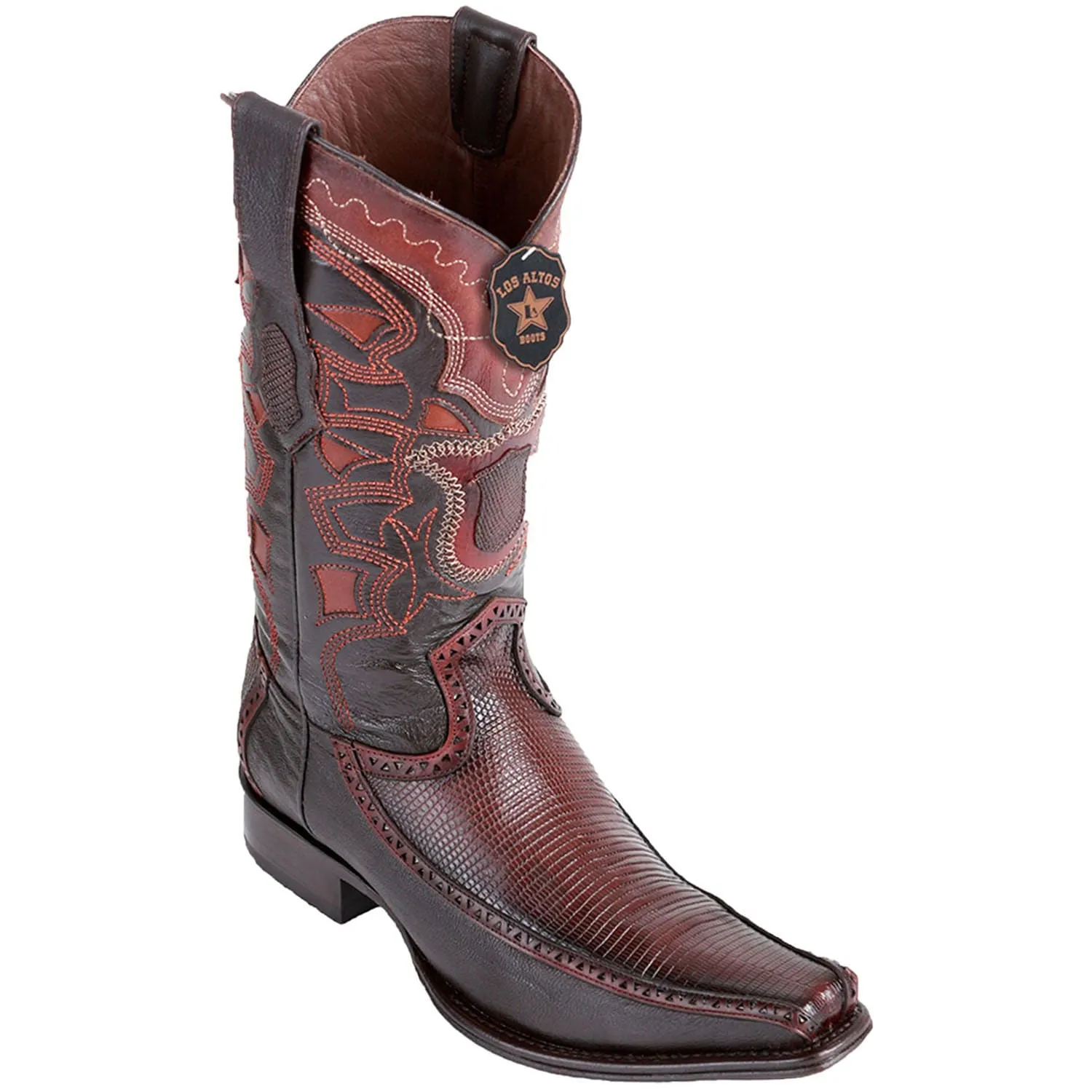 Men's Los Altos Ring Lizard and Deer European Square Toe Boots 76F06