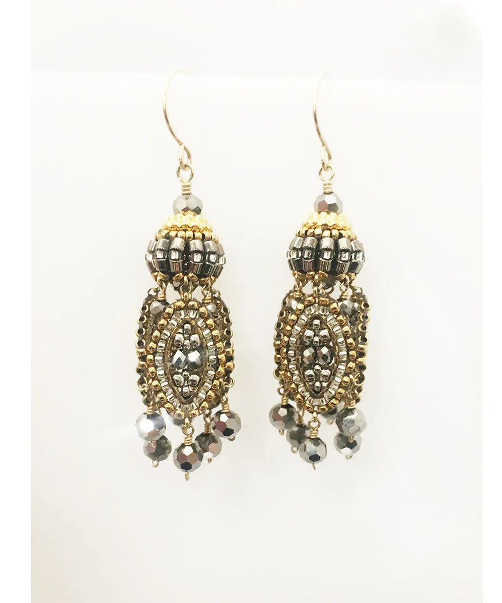 Miguel Ases Pyrite and Miyuki Seed Bead Earring