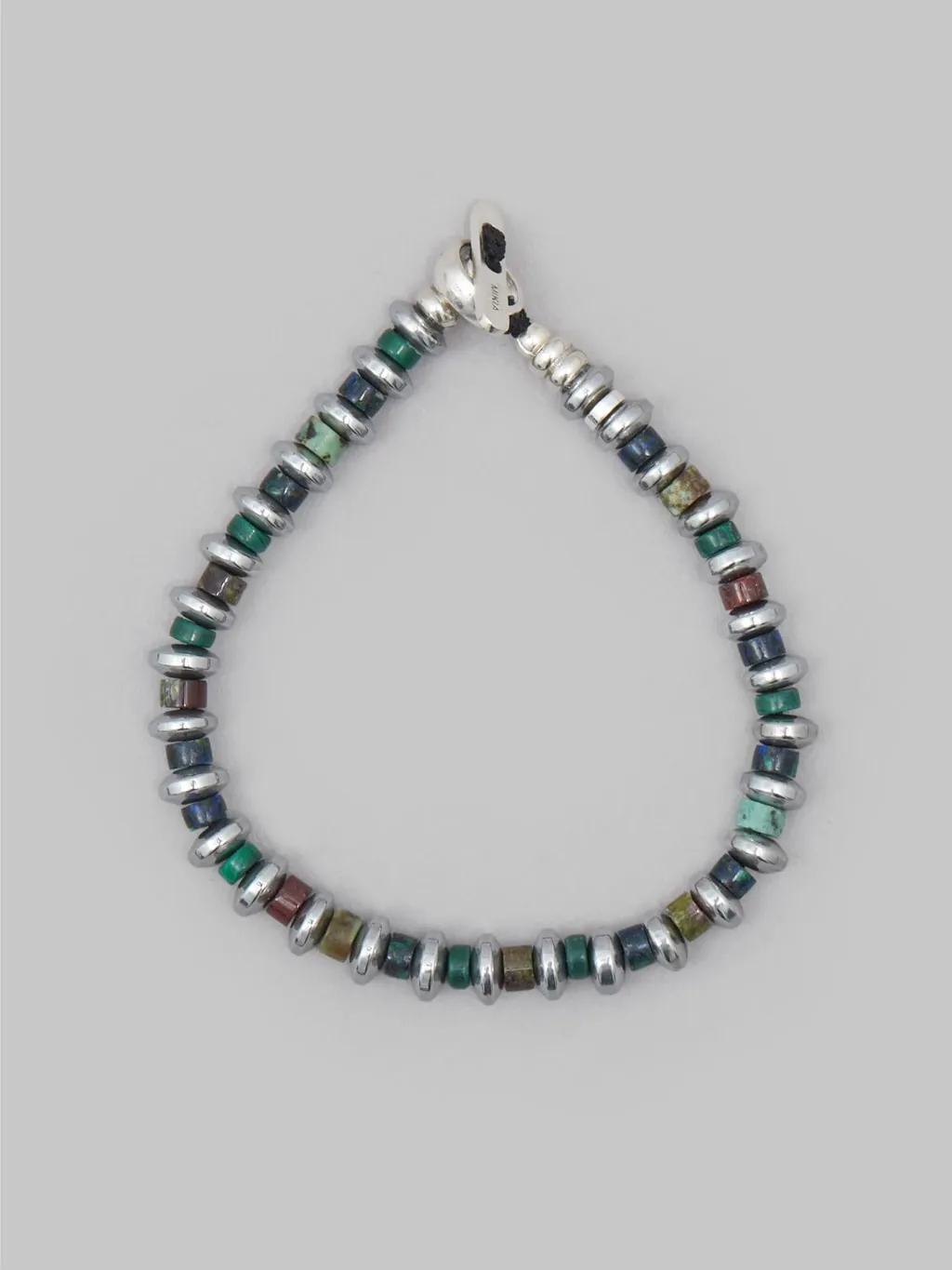 Mikia Hematite Roundel Beads Bracelet Malachite Mix