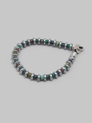 Mikia Hematite Roundel Beads Bracelet Malachite Mix