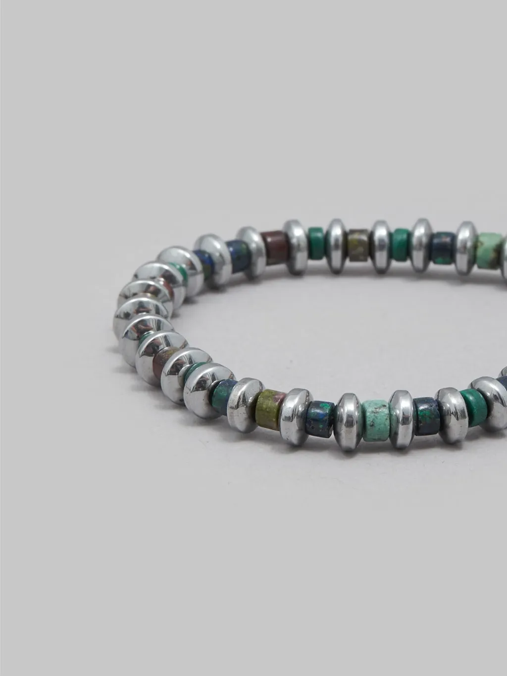 Mikia Hematite Roundel Beads Bracelet Malachite Mix