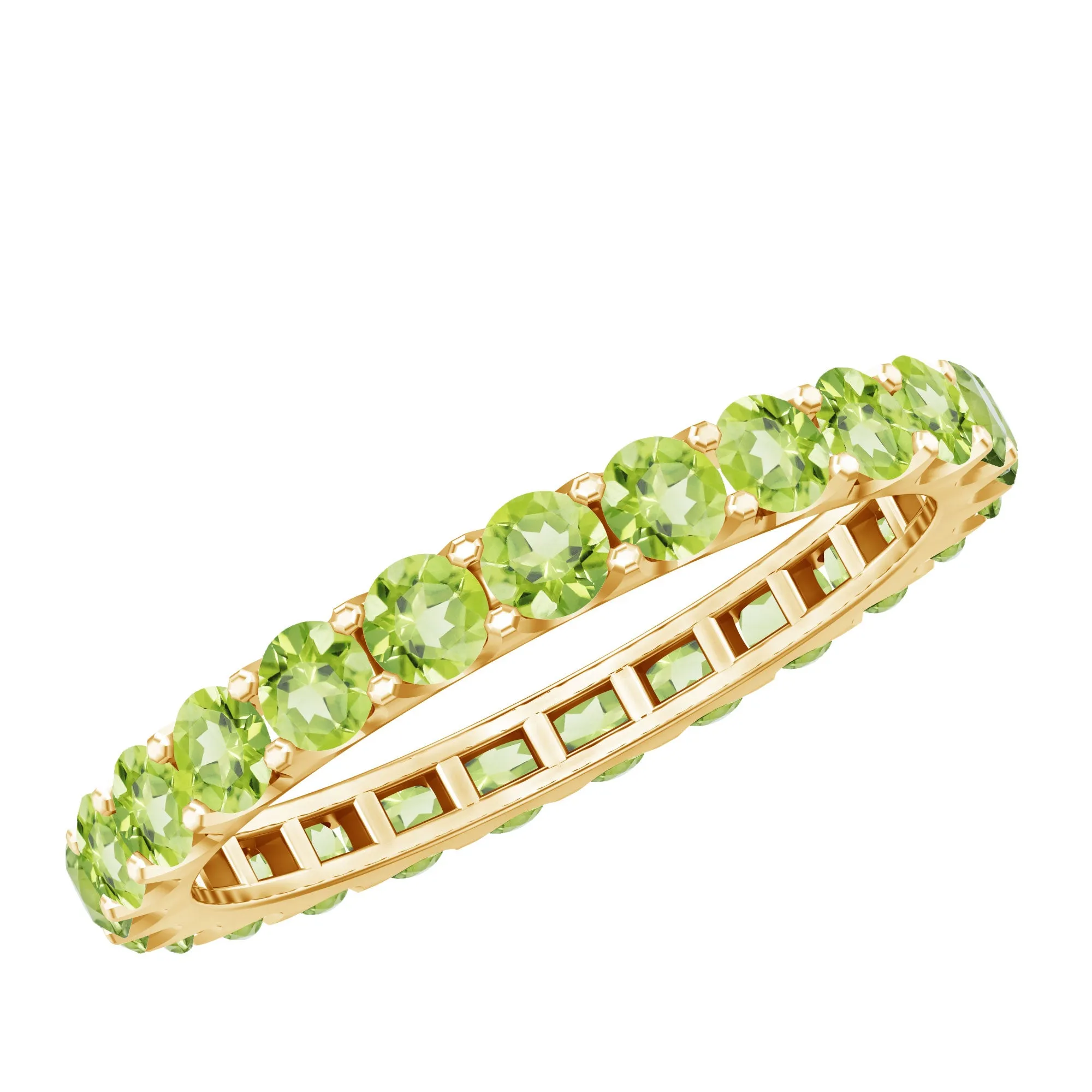 Minimal Green Peridot Eternity Ring