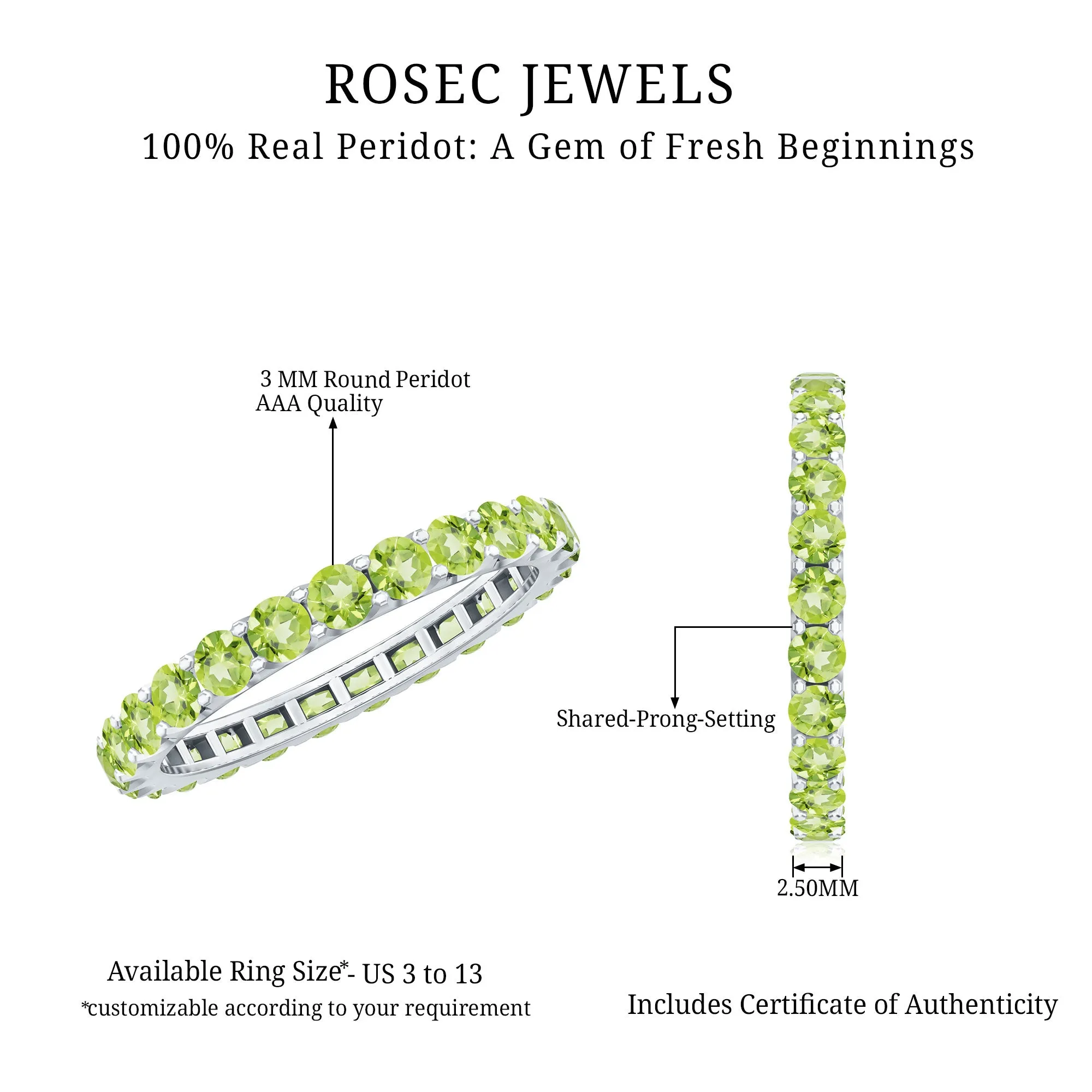 Minimal Green Peridot Eternity Ring