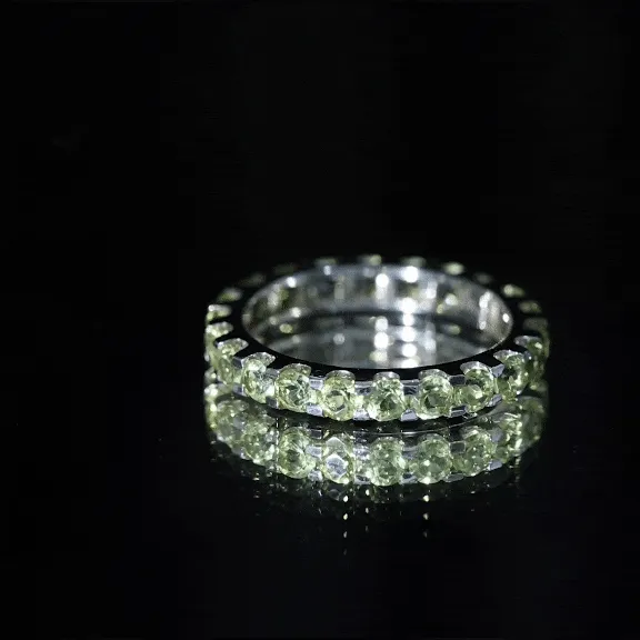 Minimal Green Peridot Eternity Ring