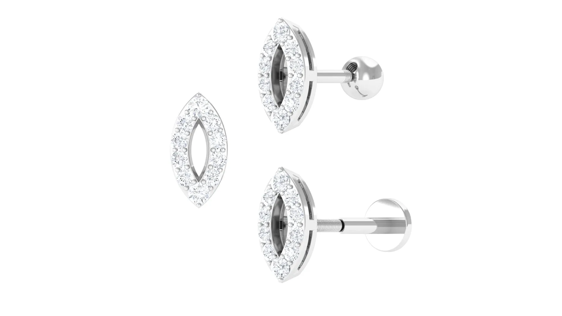 Minimalist Moissanite Tragus Earring in Pave Setting