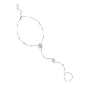 Mother of Pearl Foot Chain (Toe ring and Anklet), .925 Sterling Silver Waterproof Hypoallergenic Anklet