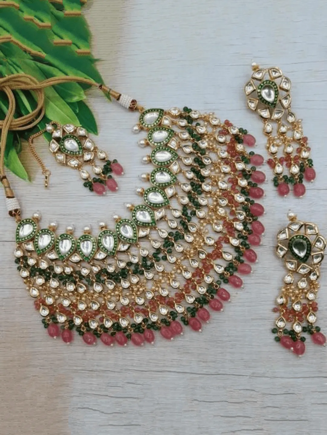 Multi Coral Meena Set