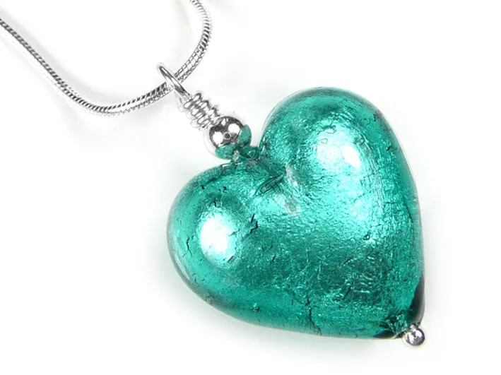 Murano Glass Heart Pendant - Jade