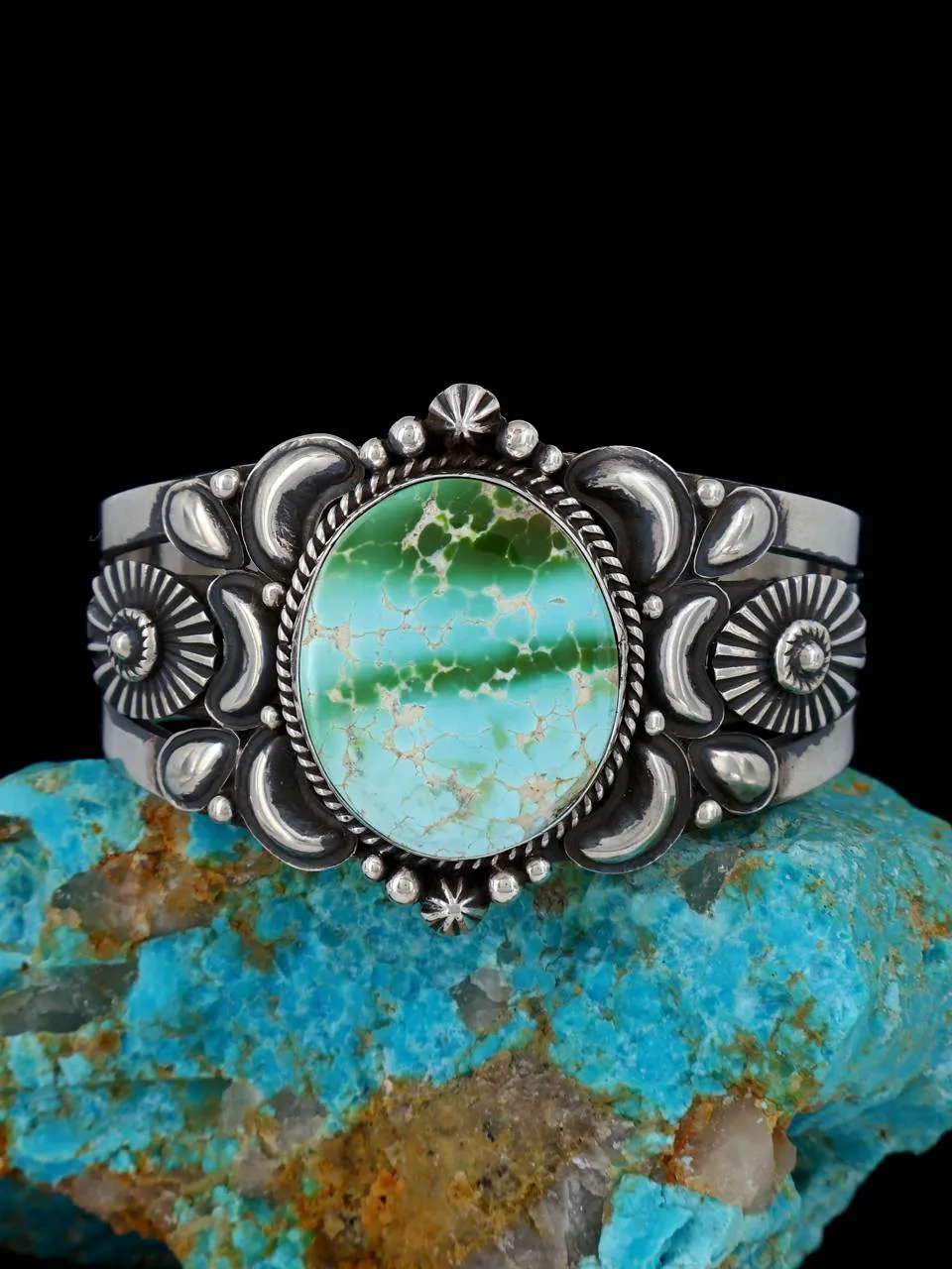 Native American Jewelry Sterling Silver Royston Turquoise Cuff Bracelet