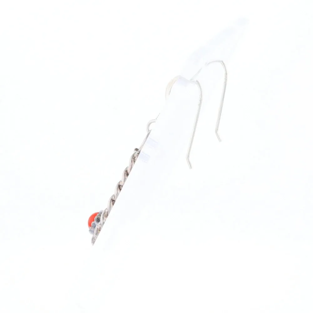 Native American Tear Drop Twist Coral Earrings