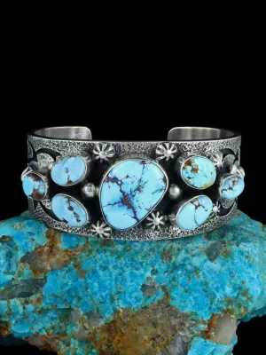 Navajo Golden Hill Turquoise Sterling Silver Cuff Bracelet