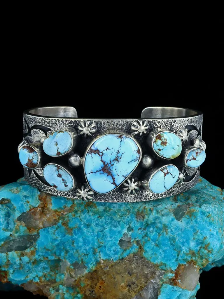 Navajo Golden Hill Turquoise Sterling Silver Cuff Bracelet