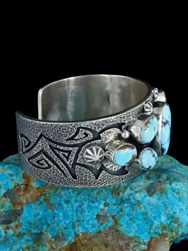 Navajo Golden Hill Turquoise Sterling Silver Cuff Bracelet