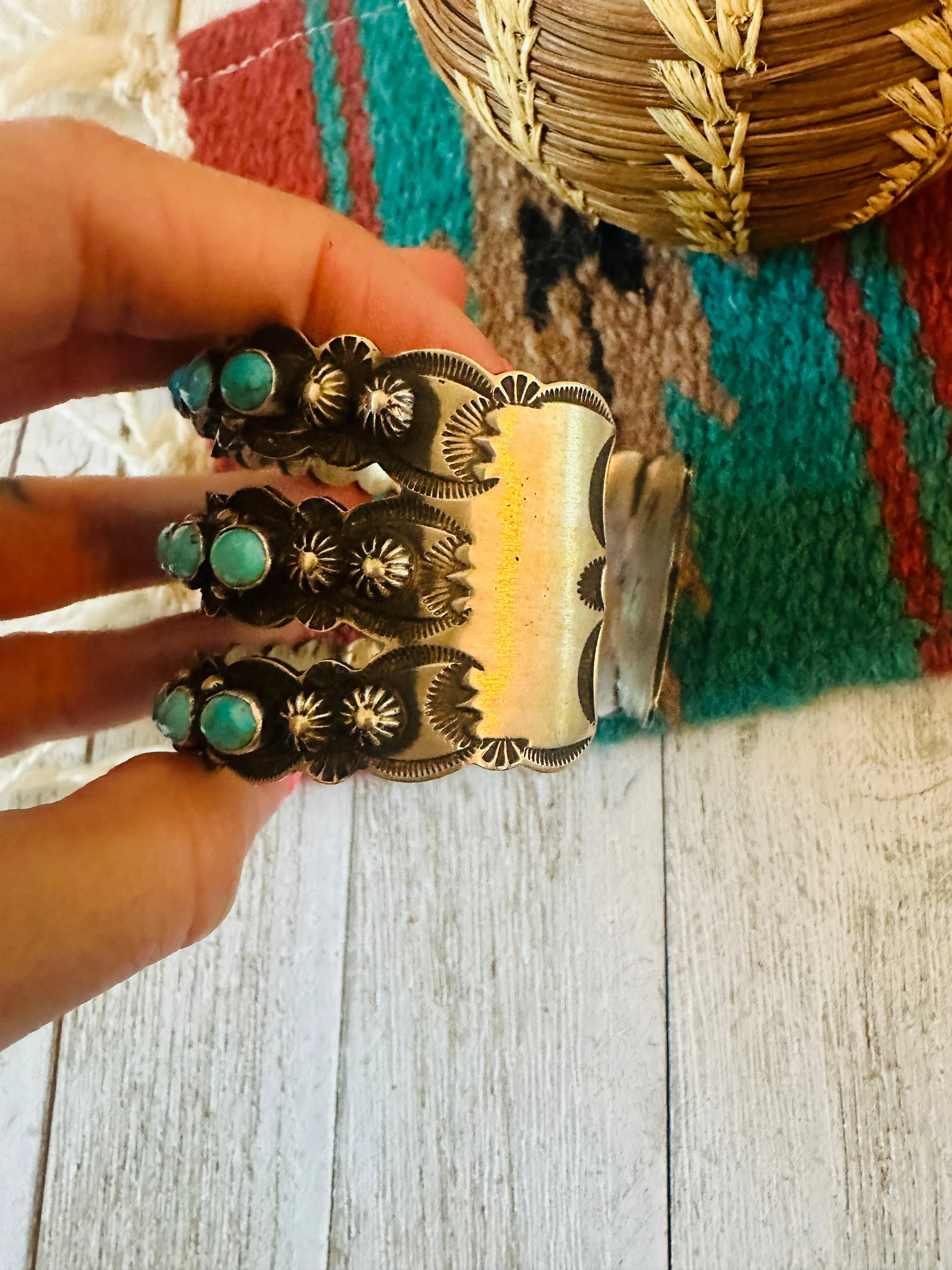 Navajo Turquoise & Sterling Silver Cuff Bracelet by Shawn Cayatineto