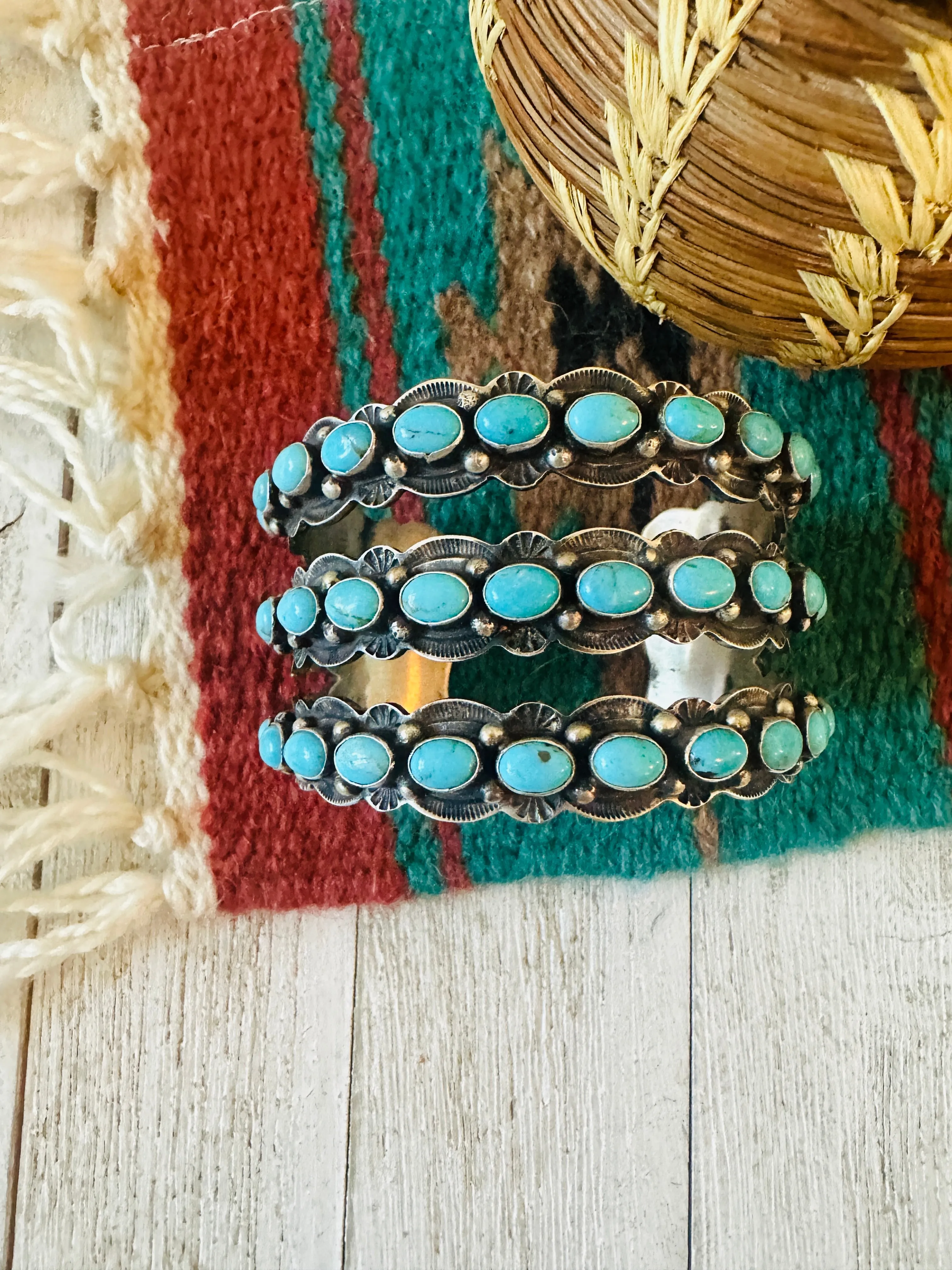 Navajo Turquoise & Sterling Silver Cuff Bracelet by Shawn Cayatineto