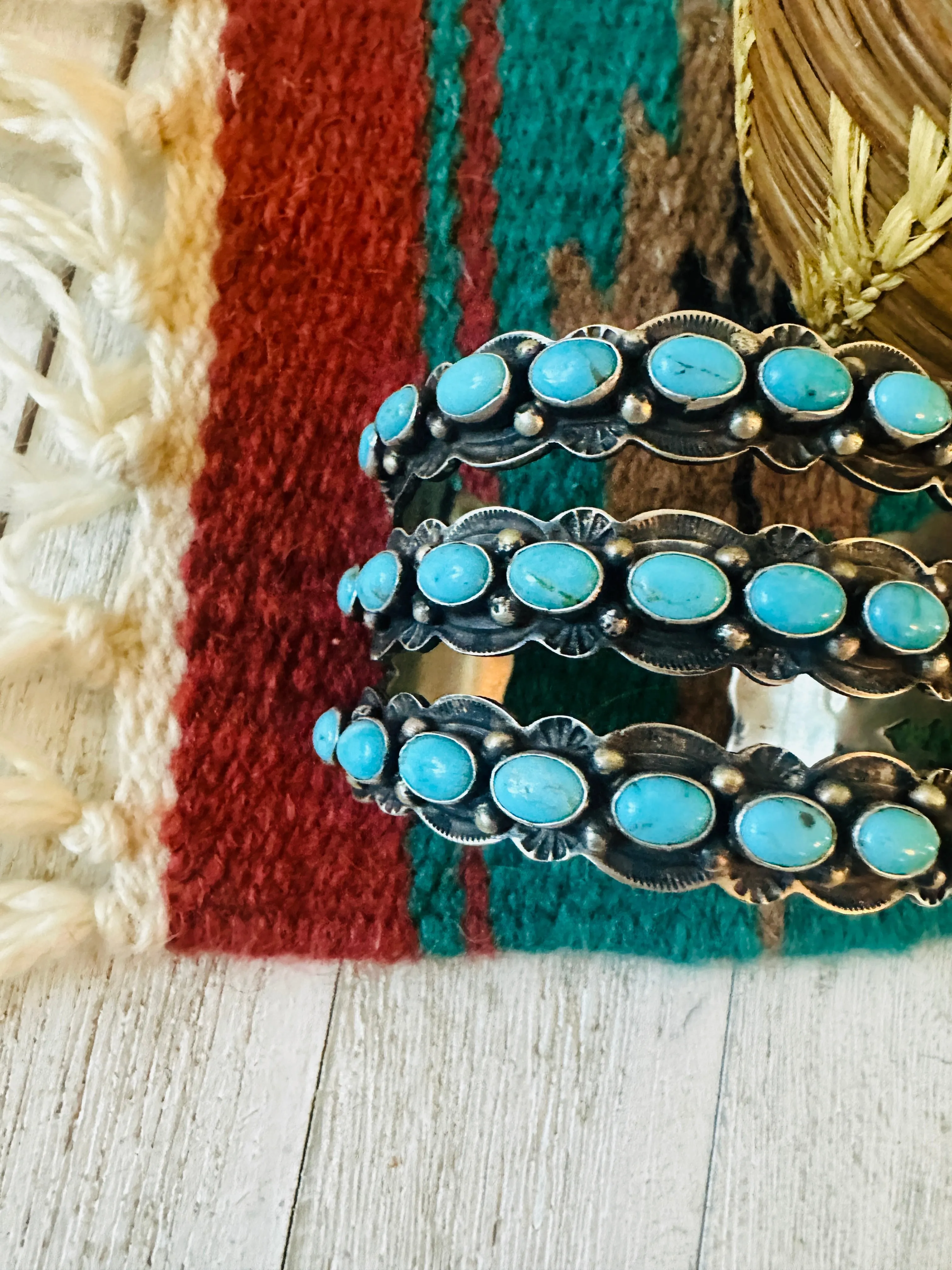 Navajo Turquoise & Sterling Silver Cuff Bracelet by Shawn Cayatineto