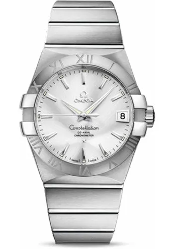 Omega Gents Constellation Chronometer Watch - 38 mm Brushed Steel Case - Silver Dial - 123.10.38.21.02.001