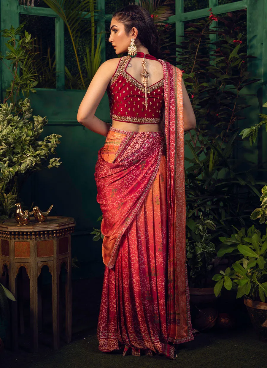 Parisa Draped Ombre Lehenga Saree