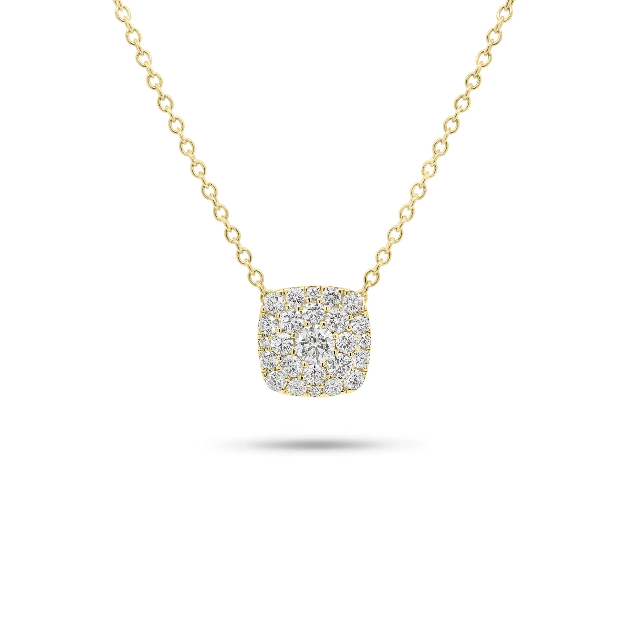 Pave Diamond Cushion Pendant Necklace