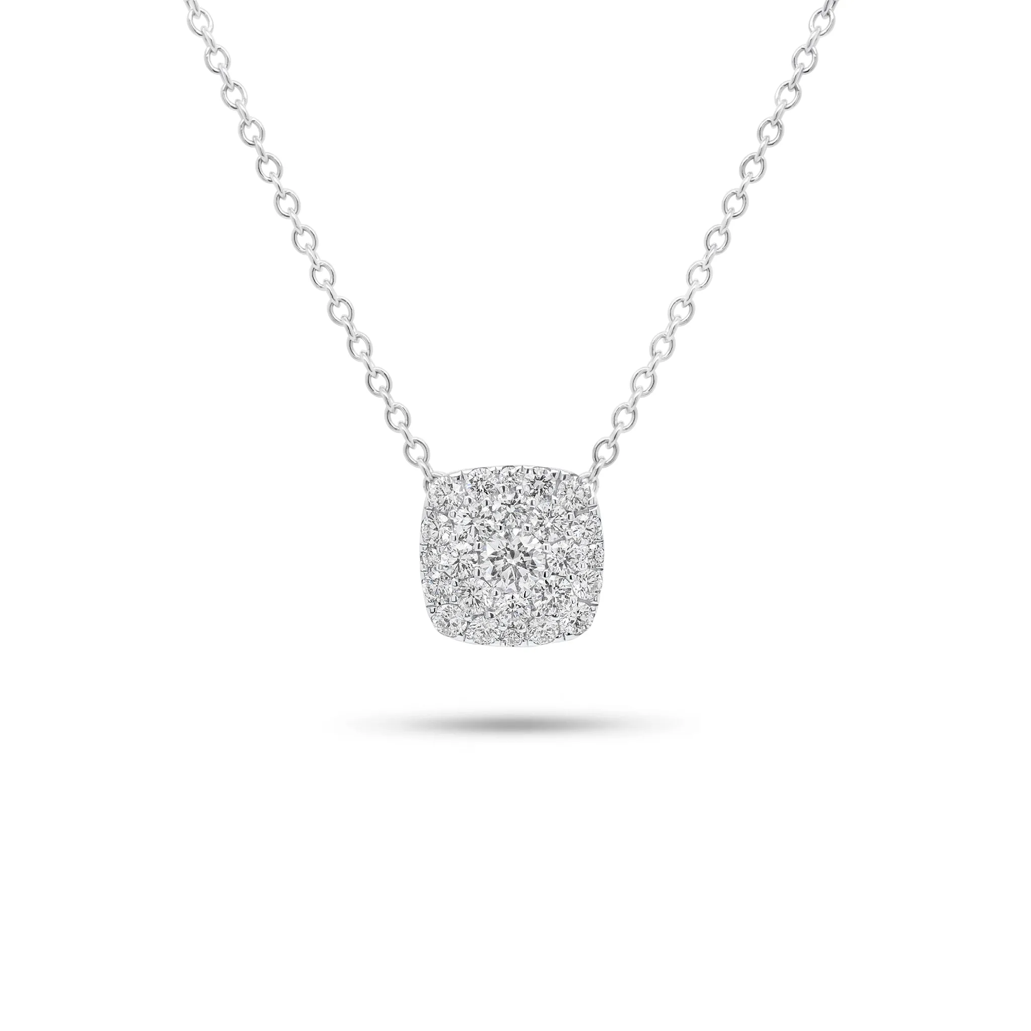 Pave Diamond Cushion Pendant Necklace