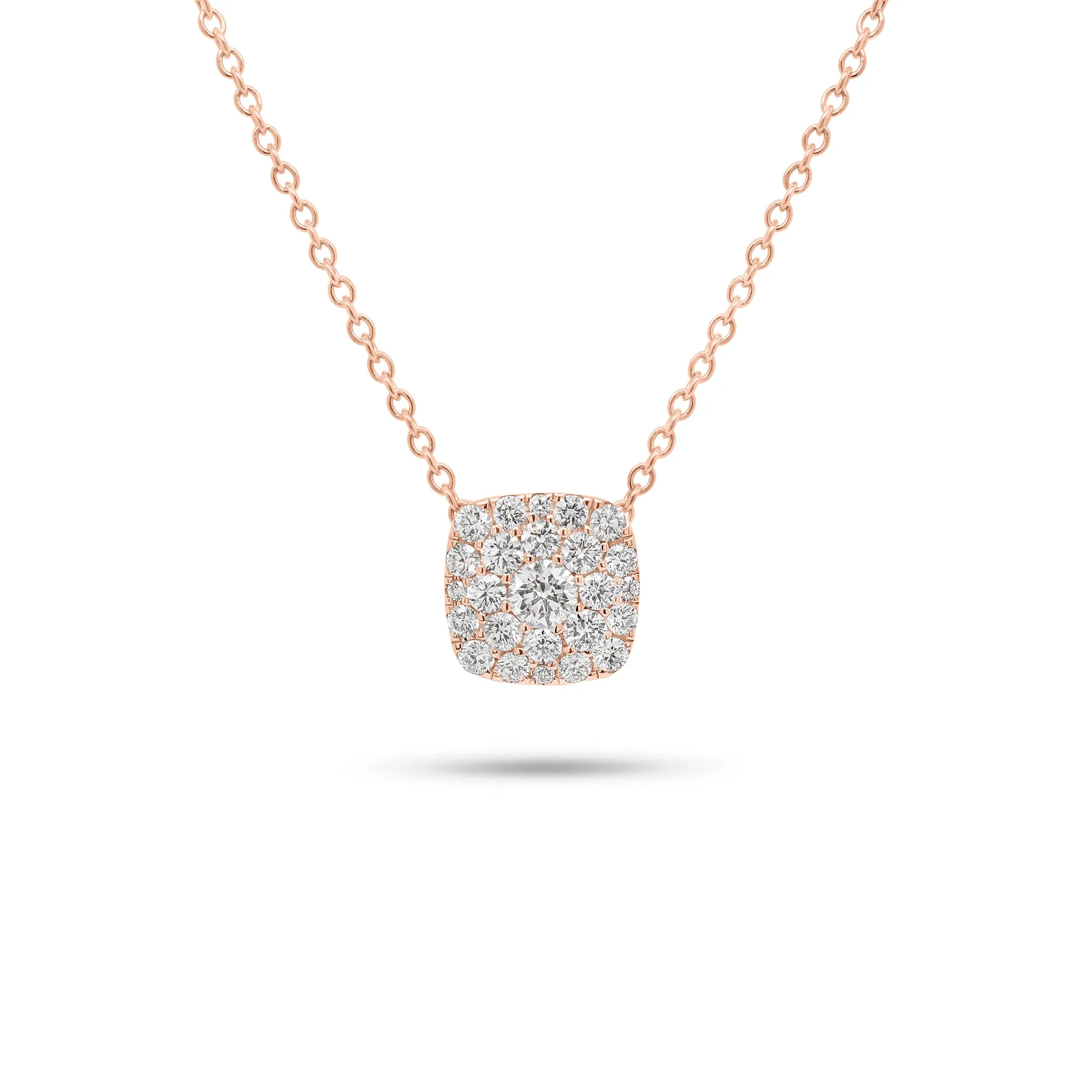 Pave Diamond Cushion Pendant Necklace