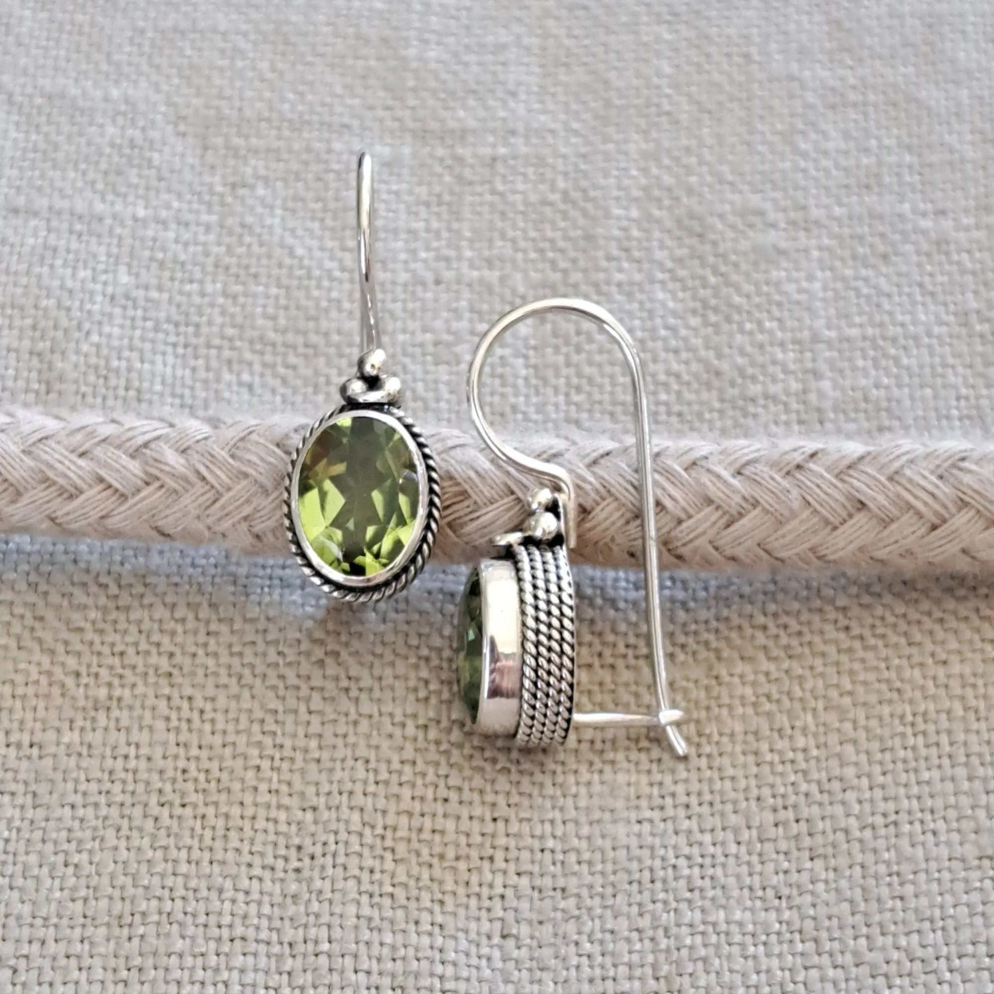 Peridot .925 Sterling Silver Earrings Minimalist Bali