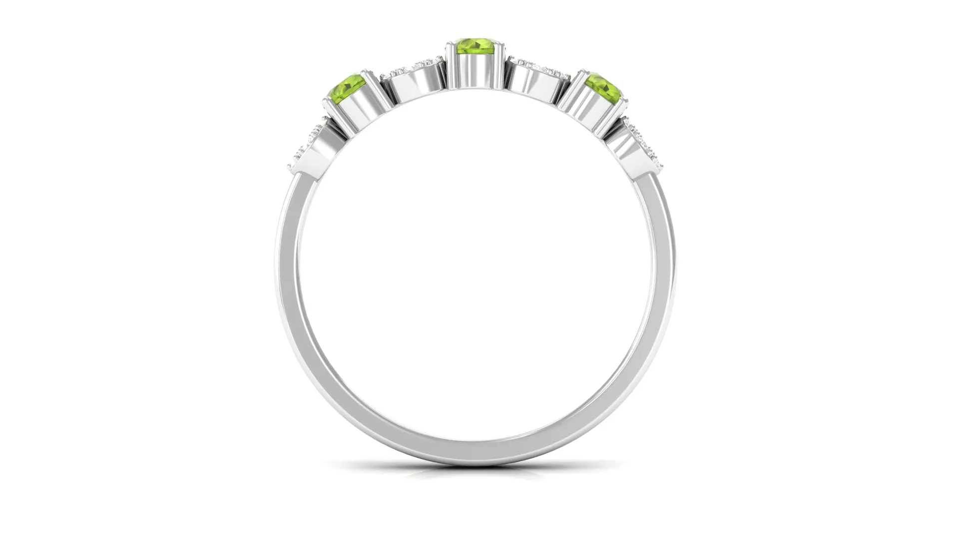 Peridot and Diamond Semi Eternity Ring