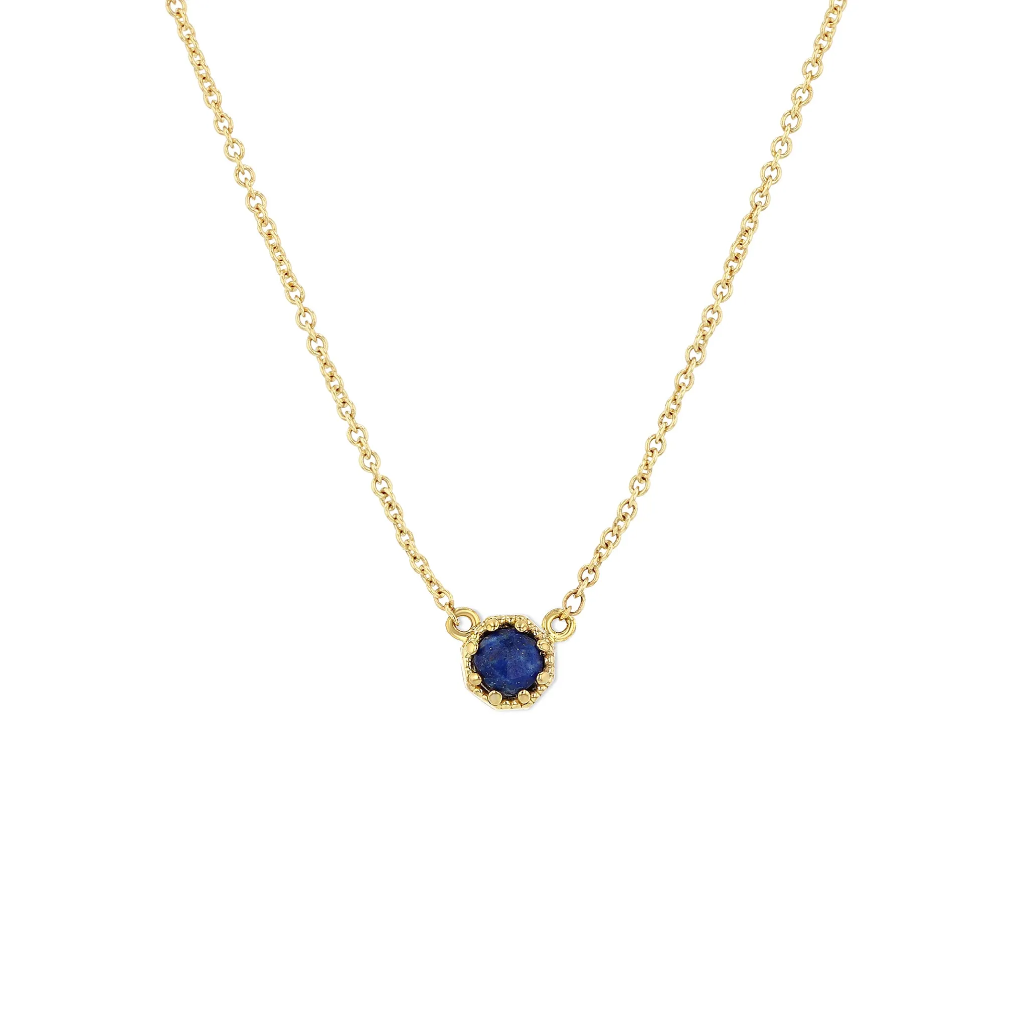 Petite Crown Bezel Lapis Necklace