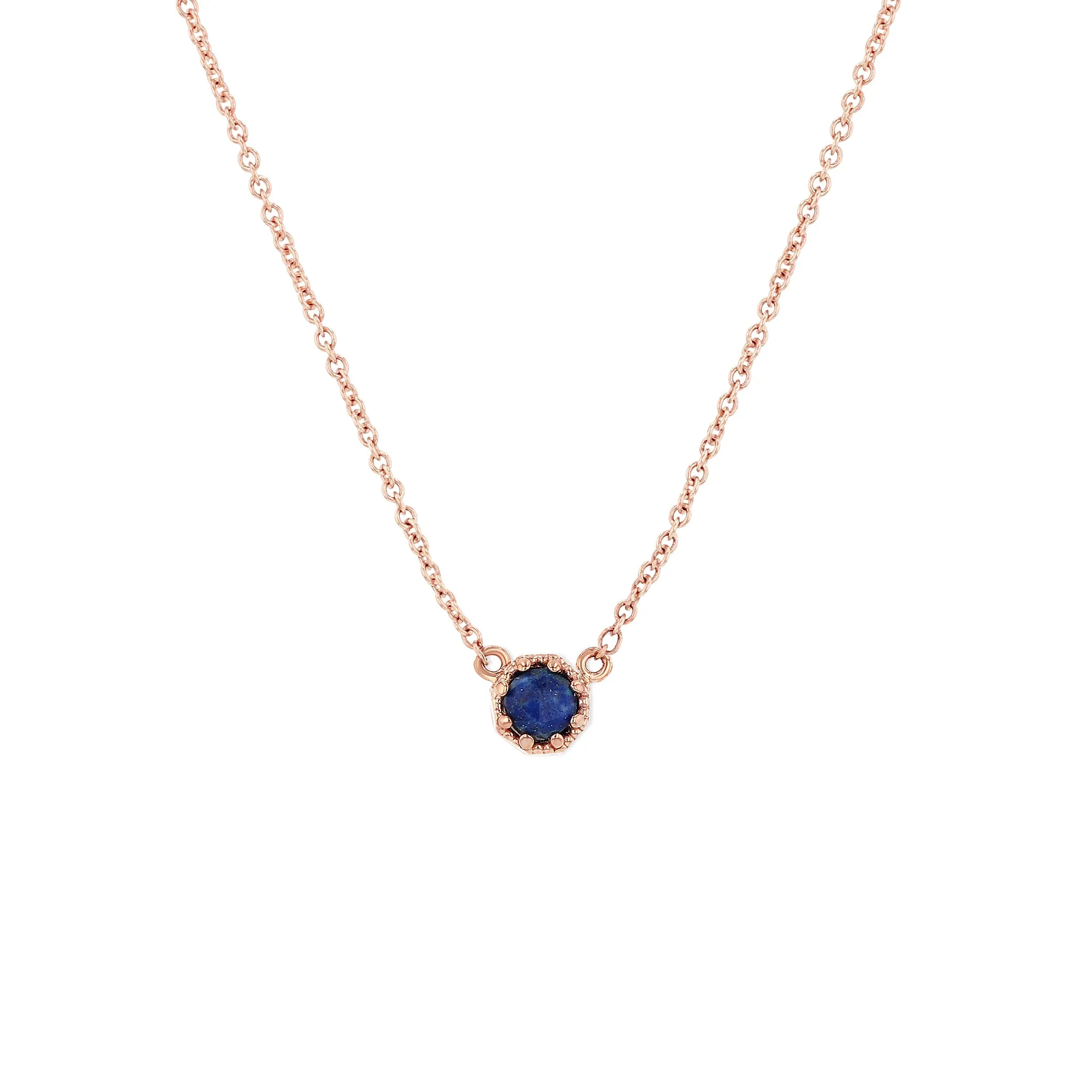 Petite Crown Bezel Lapis Necklace