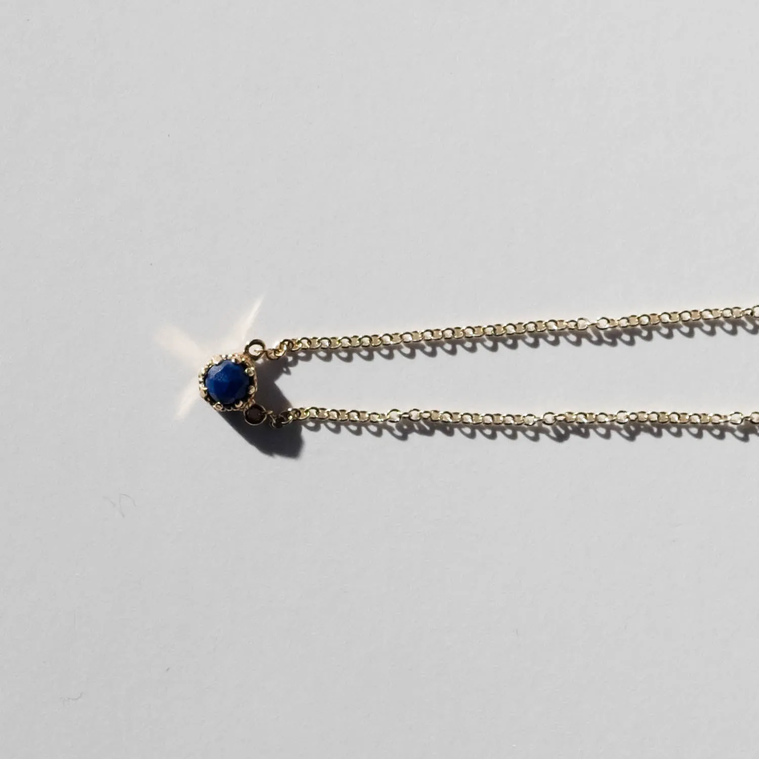 Petite Crown Bezel Lapis Necklace