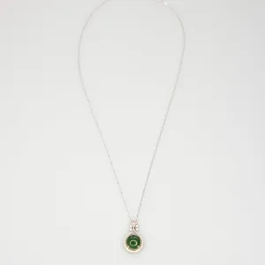 Pipa Green Hetian Nephrite Jade Necklace Silver