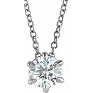 Platinum 1/2 CT Natural Diamond Solitaire 16-18" Necklace