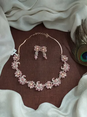 Pleasant Eye Catching Rose Gold Zircon Necklace Set