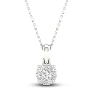 Pre-Owned Kay 1/10 ct Round-Cut Diamond Halo Necklace in 10K White Gold