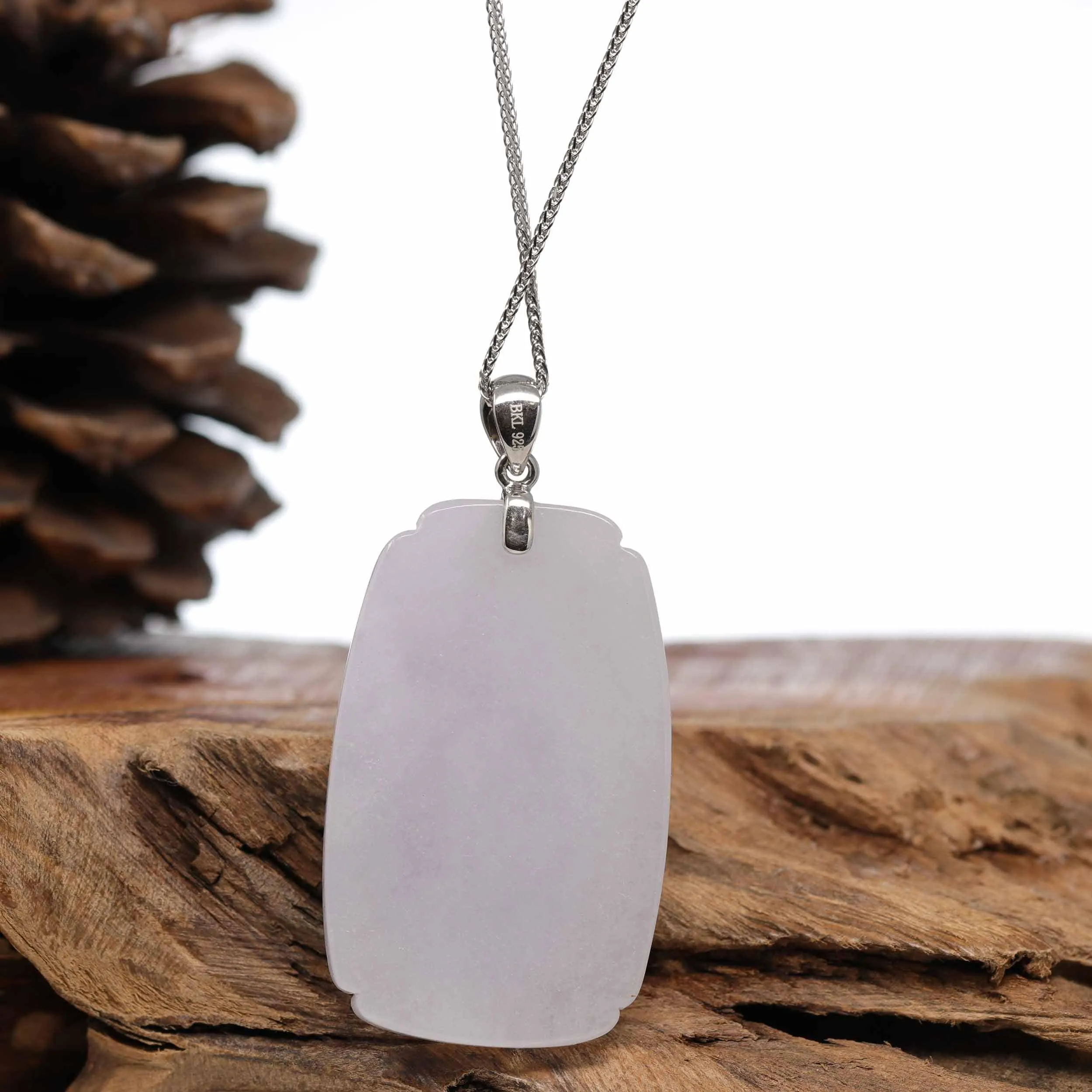 RealJade® Co. Genuine Burmese Lavender Jadeite Jade Guanyin Pendant Necklace