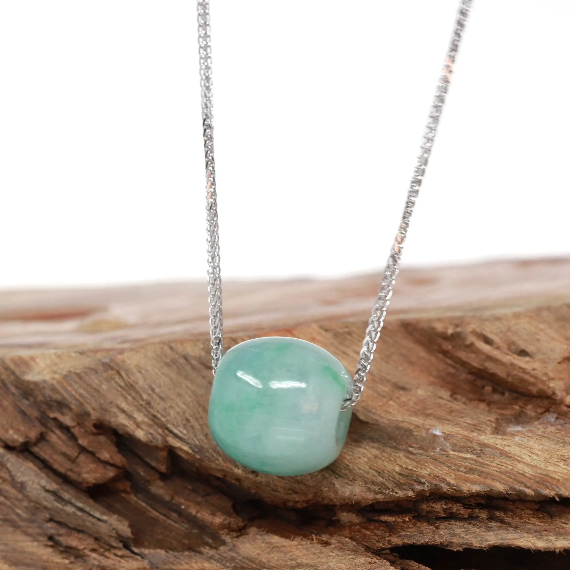 RealJade® "Good Luck Button" Necklace Real Blue-Green Jade Lucky TongTong Pendant Necklace