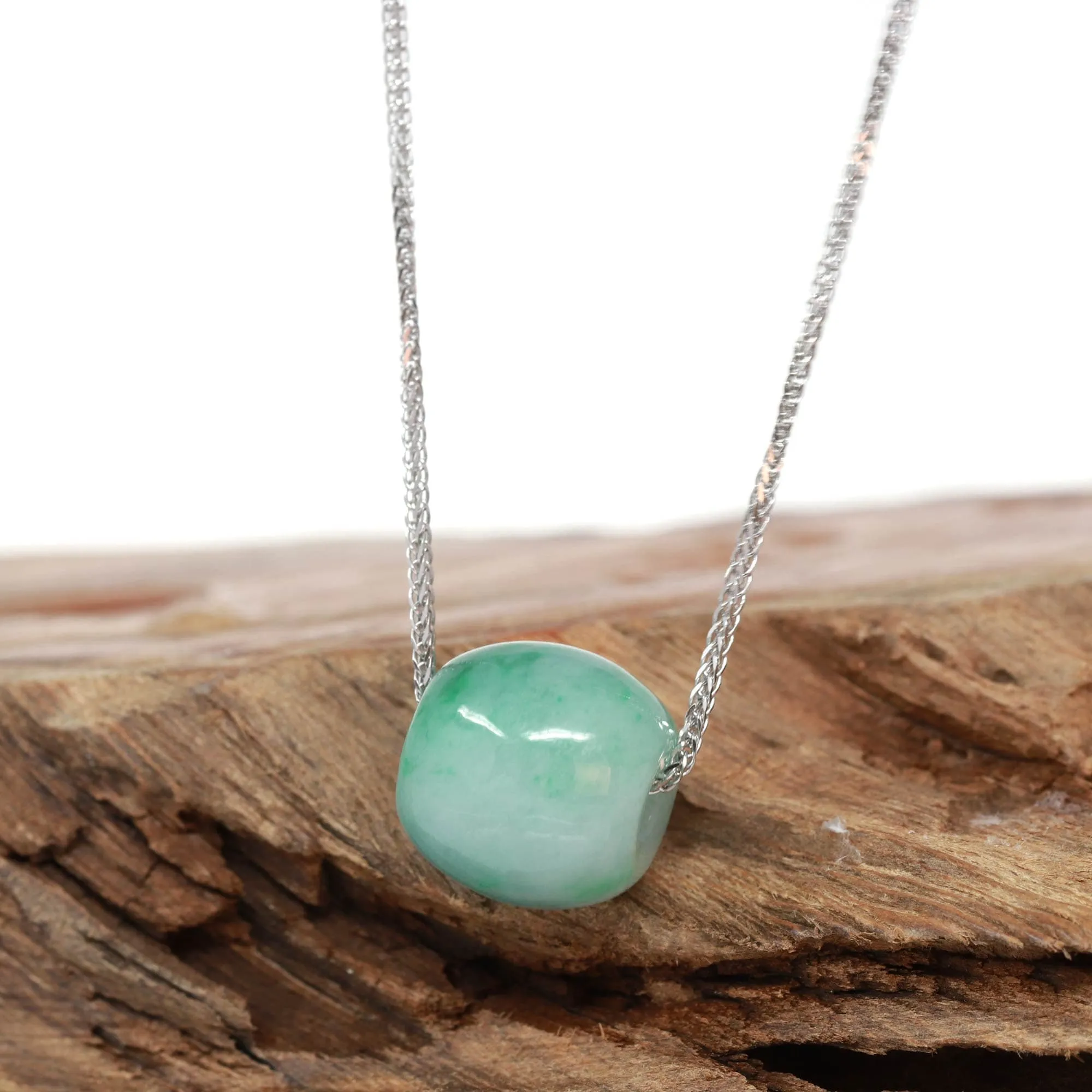 RealJade® "Good Luck Button" Necklace Real Blue-Green Jade Lucky TongTong Pendant Necklace