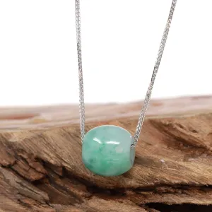 RealJade® "Good Luck Button" Necklace Real Blue-Green Jade Lucky TongTong Pendant Necklace