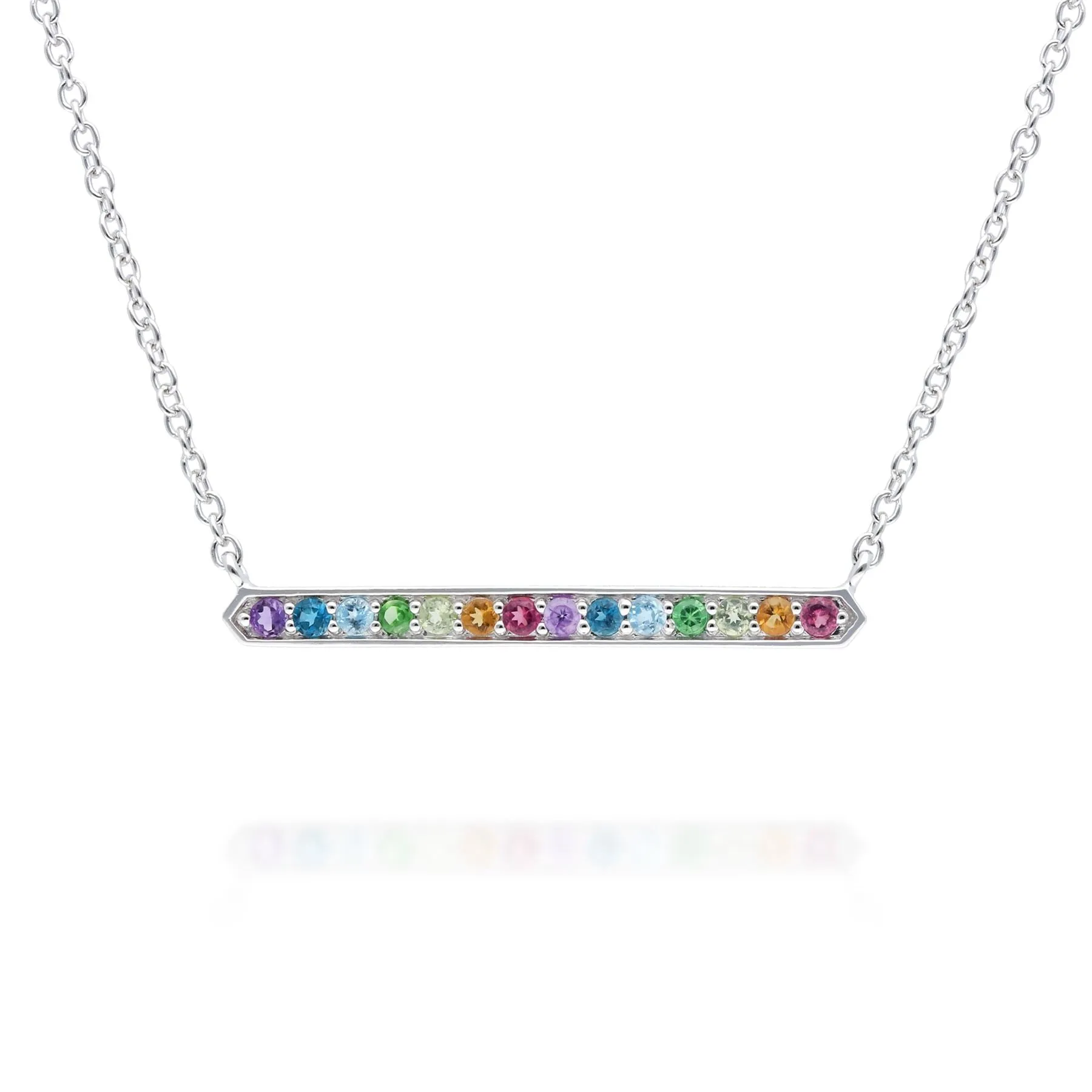 Regenbogen Edelstein Halskette in 925 Sterling Silber