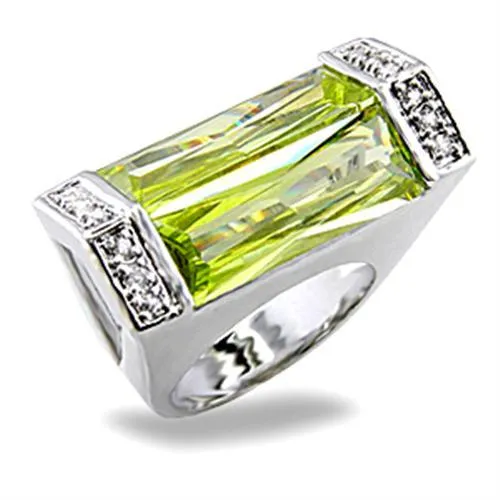 Ring Synthetic Peridot 5X006 for Women Style Rhodium