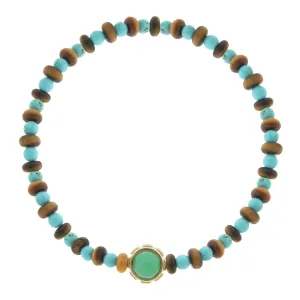 Rotary Collar with Chrysoprase & Tigers Eye Cabochons on Beaded Bracelet