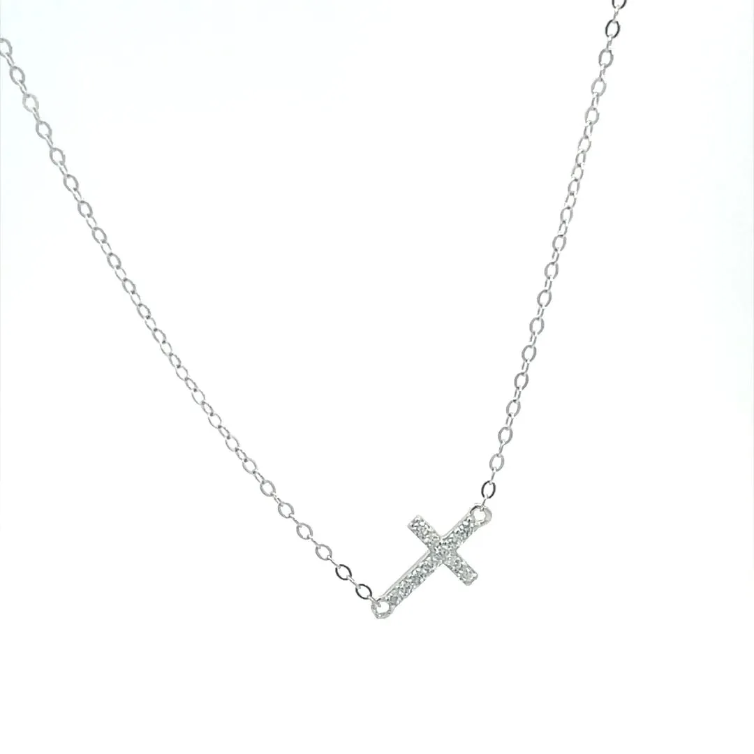 Sideways Cross Necklace 925 Sterling Silver Zircon Dainty Luxury Necklaces