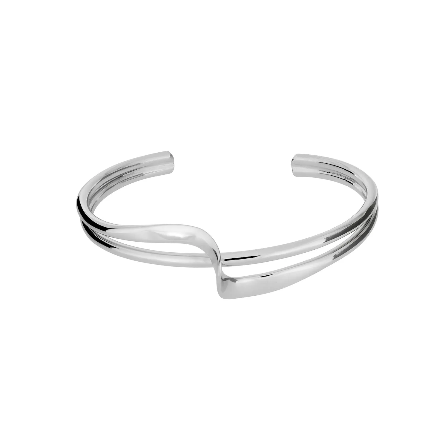 Silver Double Twist Cuff Bangle